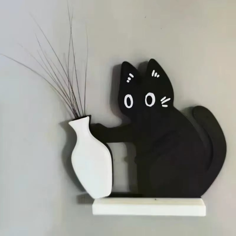 Magnetisk vase i plastik med kattemotiv til planter og dekoration | Catable