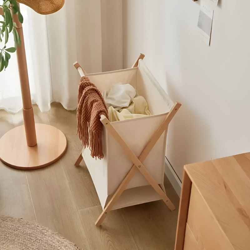 Opbevaringskurv med Sammenklappeligt Beige Design Elora