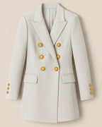 Polyester Blazer Met Lange Mouwen-Blazar-Velani-Beige-S-Velani