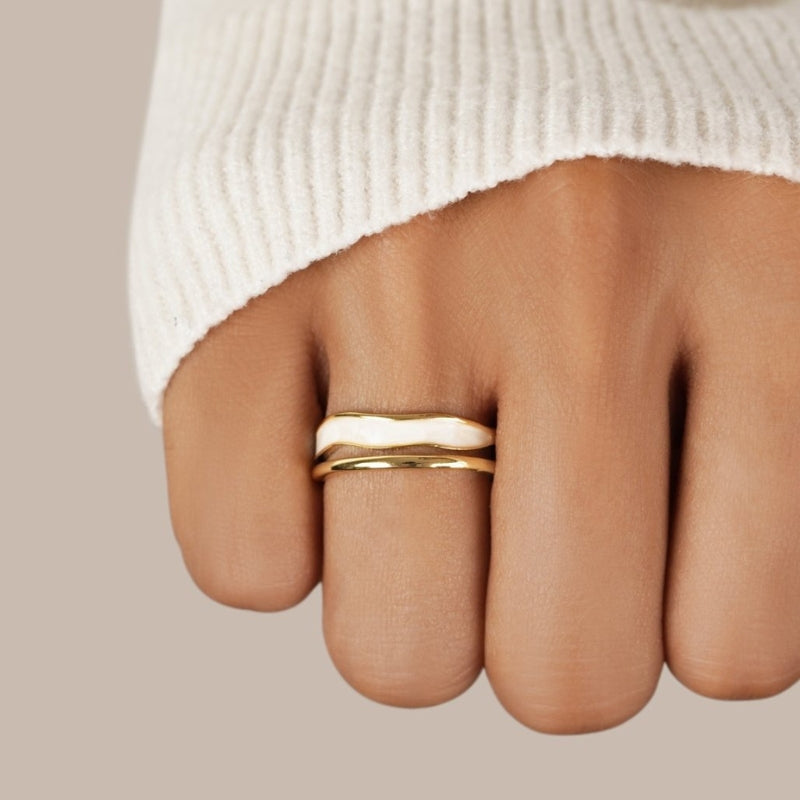 Damering Bølgedesign Justerbar Åben Ring Moderne Smykke Elegant | Clarissa
