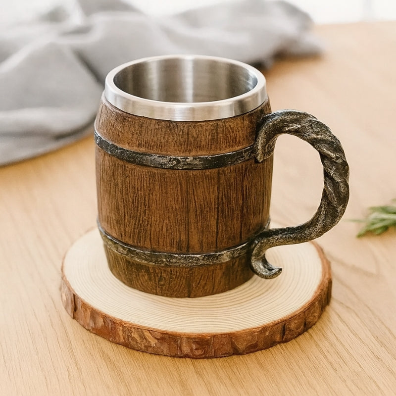 Ølkrus Træ 500ml Rustfrit Stål Håndlavet Oktoberfest | Baldassare