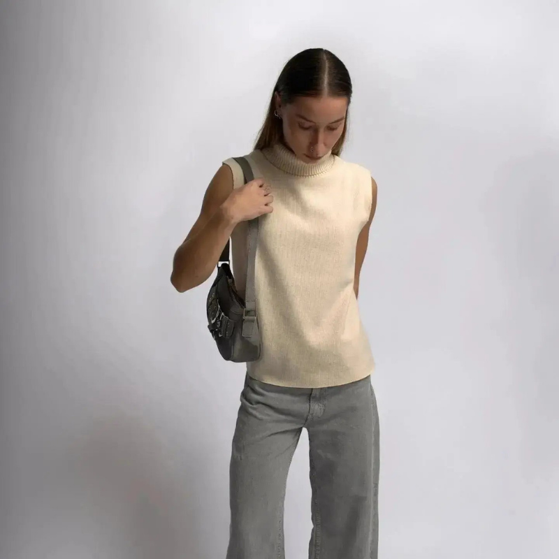 Skuldertaske denim lynlås justerbar daglig | Renata
