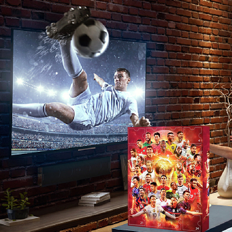 Fodboldjulekalender med 24 figurer og låger til nedtælling | FodboldAvent