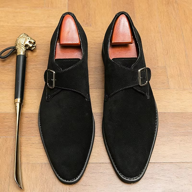 Herresko Spids Tå Monk Strap Klassisk Stil | Denvor