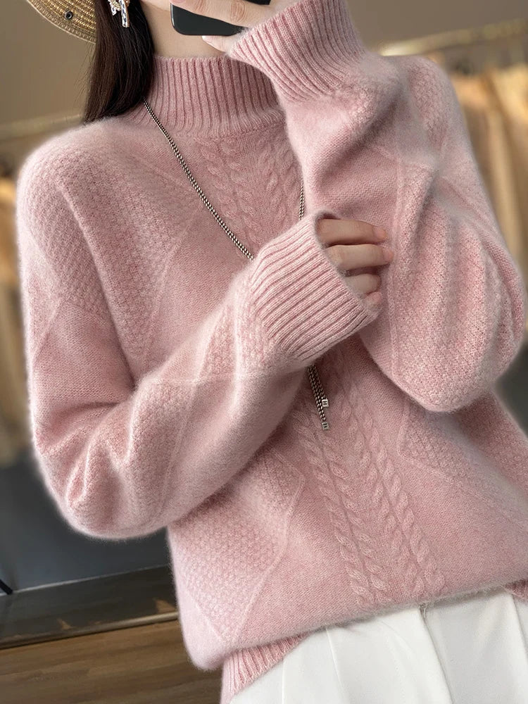 Striktrøje Merino Uld Mock Neck Vinter | Sorelle