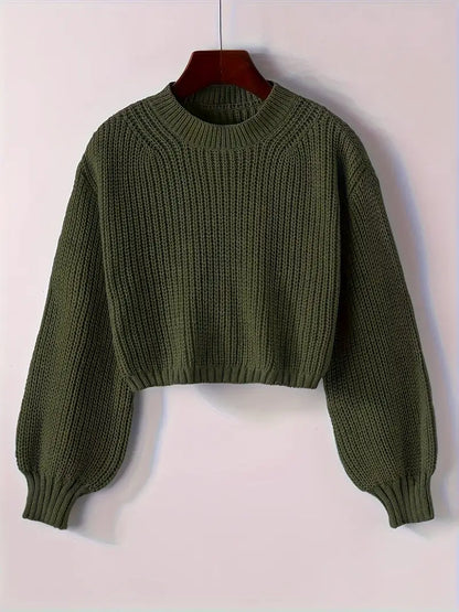 Striktrøje Cropped Blød Blouson Ærmer | Virela