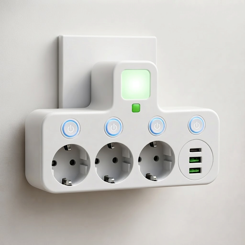 Multifunktionel stikdåse med USB og USB-C til opladning | Javier