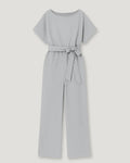 Polyester Ronde Hals Jumpsuit Met Tailleband-Jumpsuits-Velani-Grijs-S-Velani
