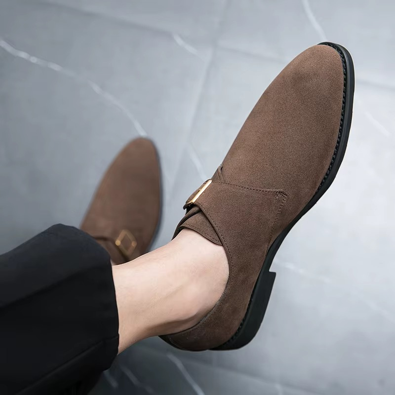 Herresko Spids Tå Monk Strap Klassisk Stil | Denvor