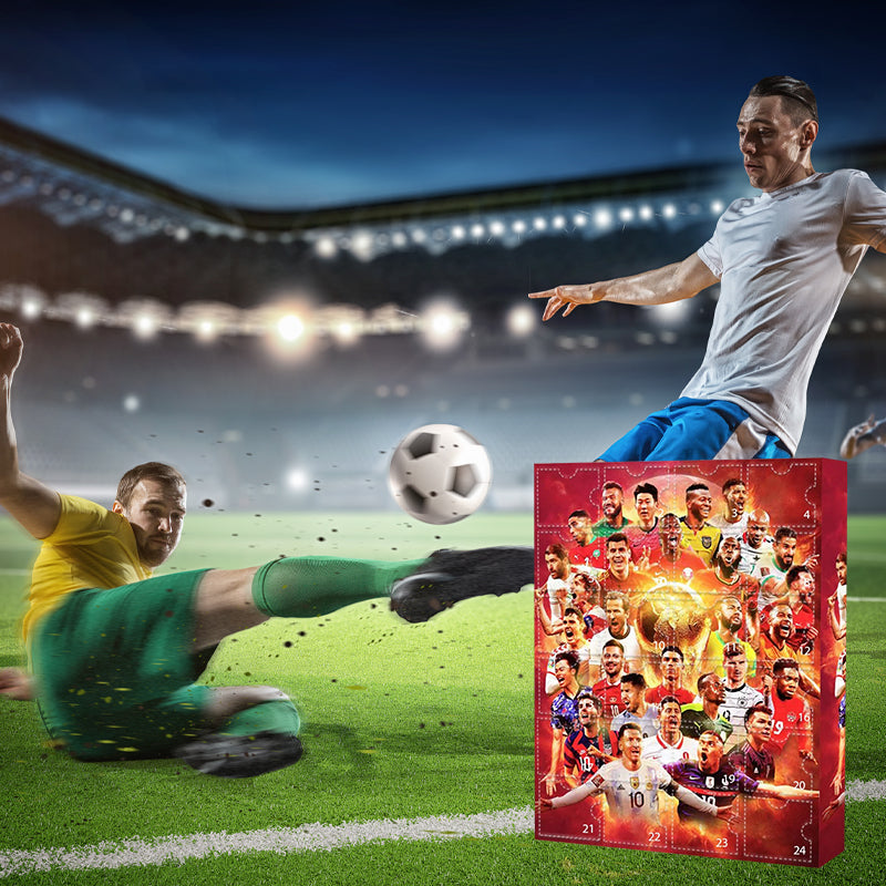 Fodboldjulekalender med 24 figurer og låger til nedtælling | FodboldAvent