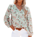 Loura – Blouse met Bloemenprint V-hals en Lange Mouwen Velani