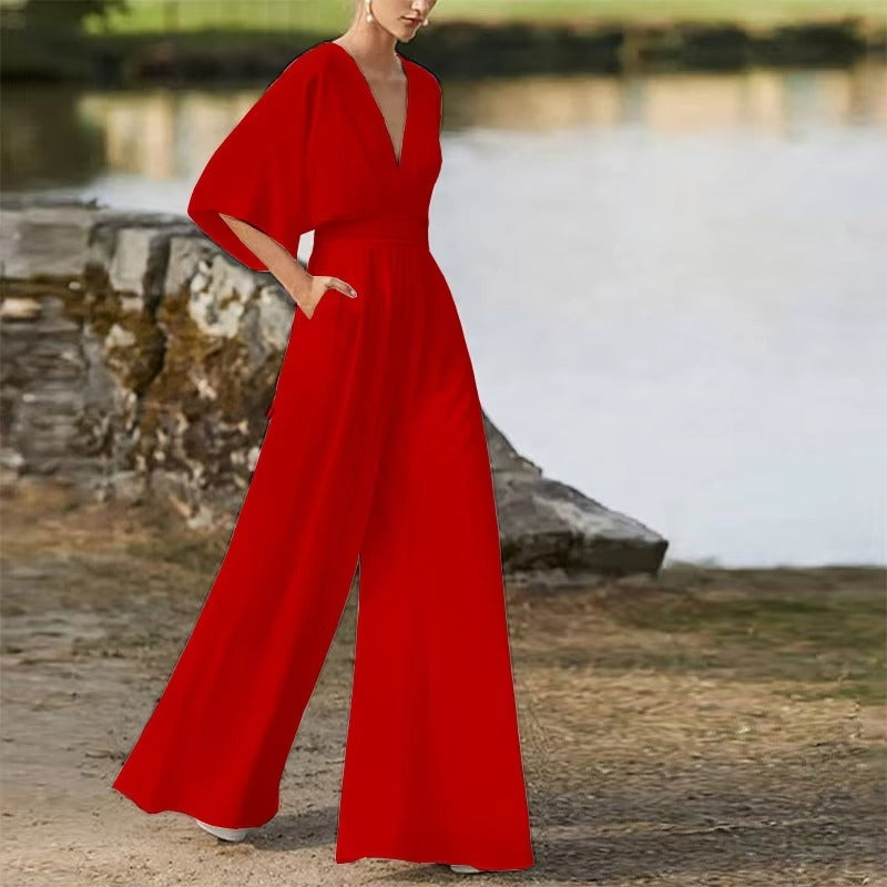 Jumpsuit Loose Fit V-hals Casual Comfort | Virela