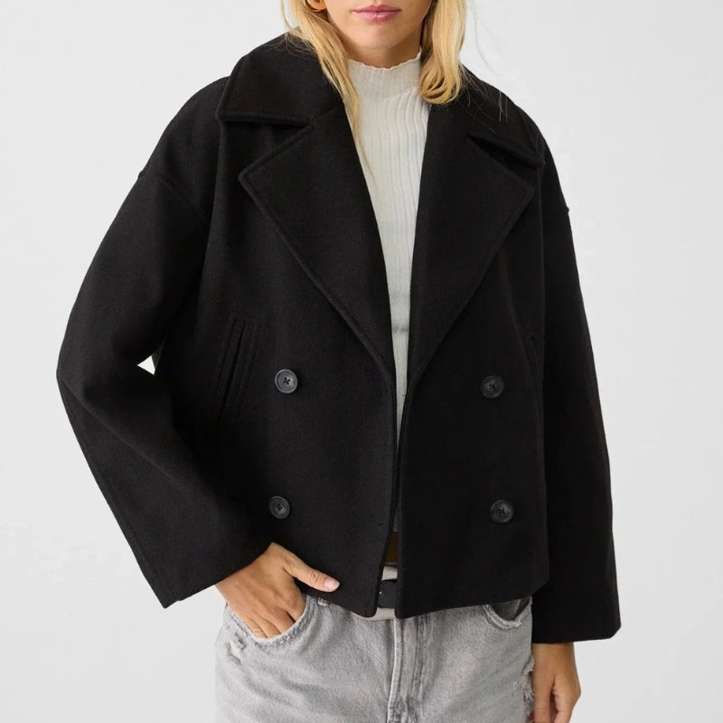 Cropped Jakke Dobbeltknap Polyester Casual | Marvello