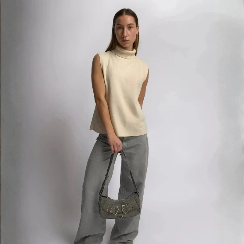 Skuldertaske denim lynlås justerbar daglig | Renata