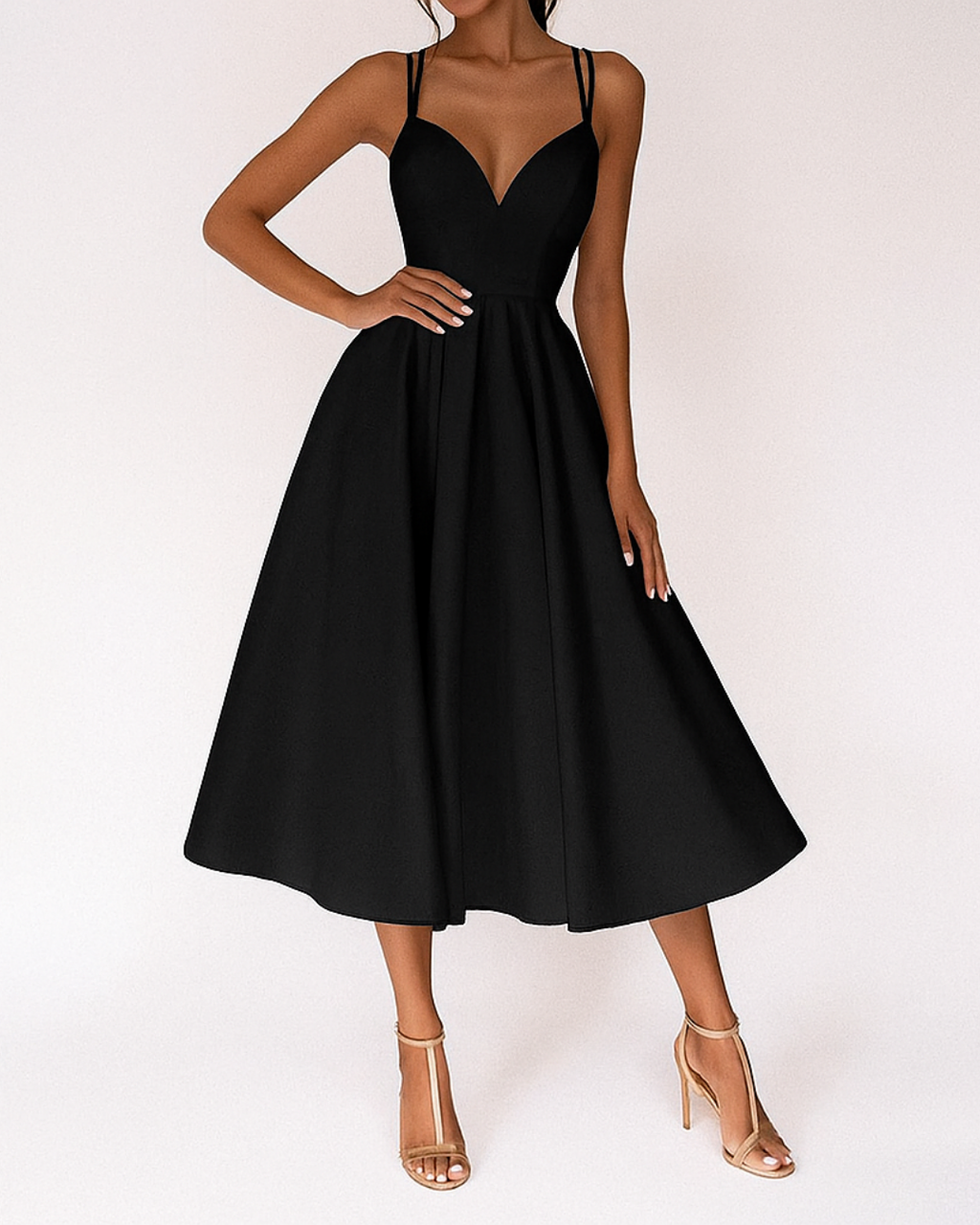 Midikjole Smalle Stropper Elegant Fest | Alvena