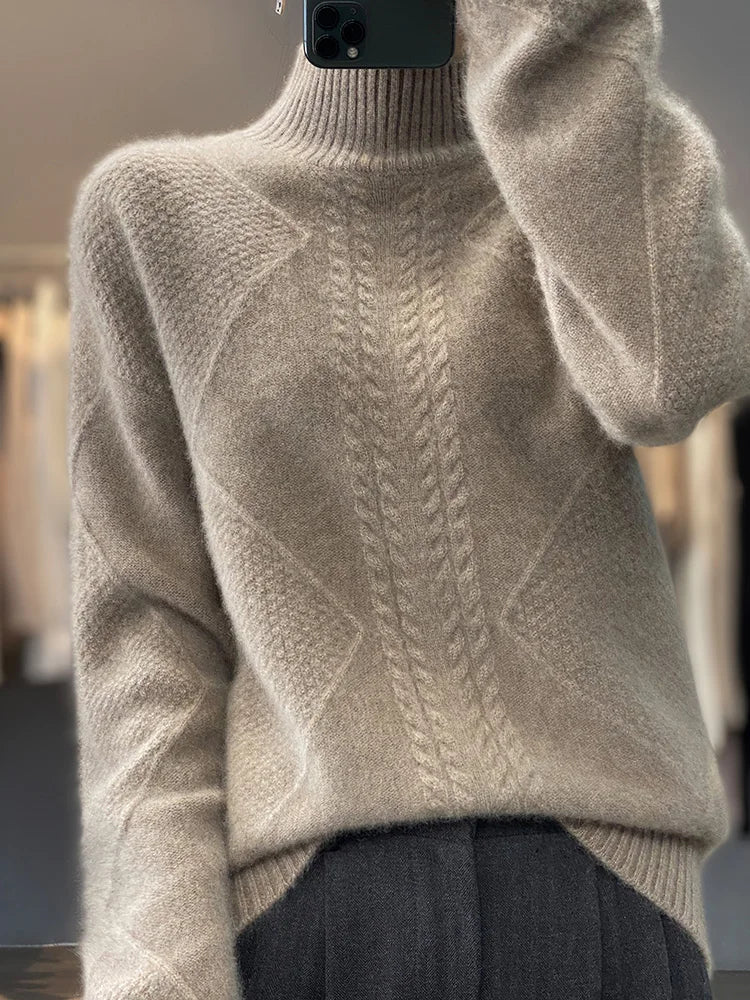Striktrøje Merino Uld Mock Neck Vinter | Sorelle