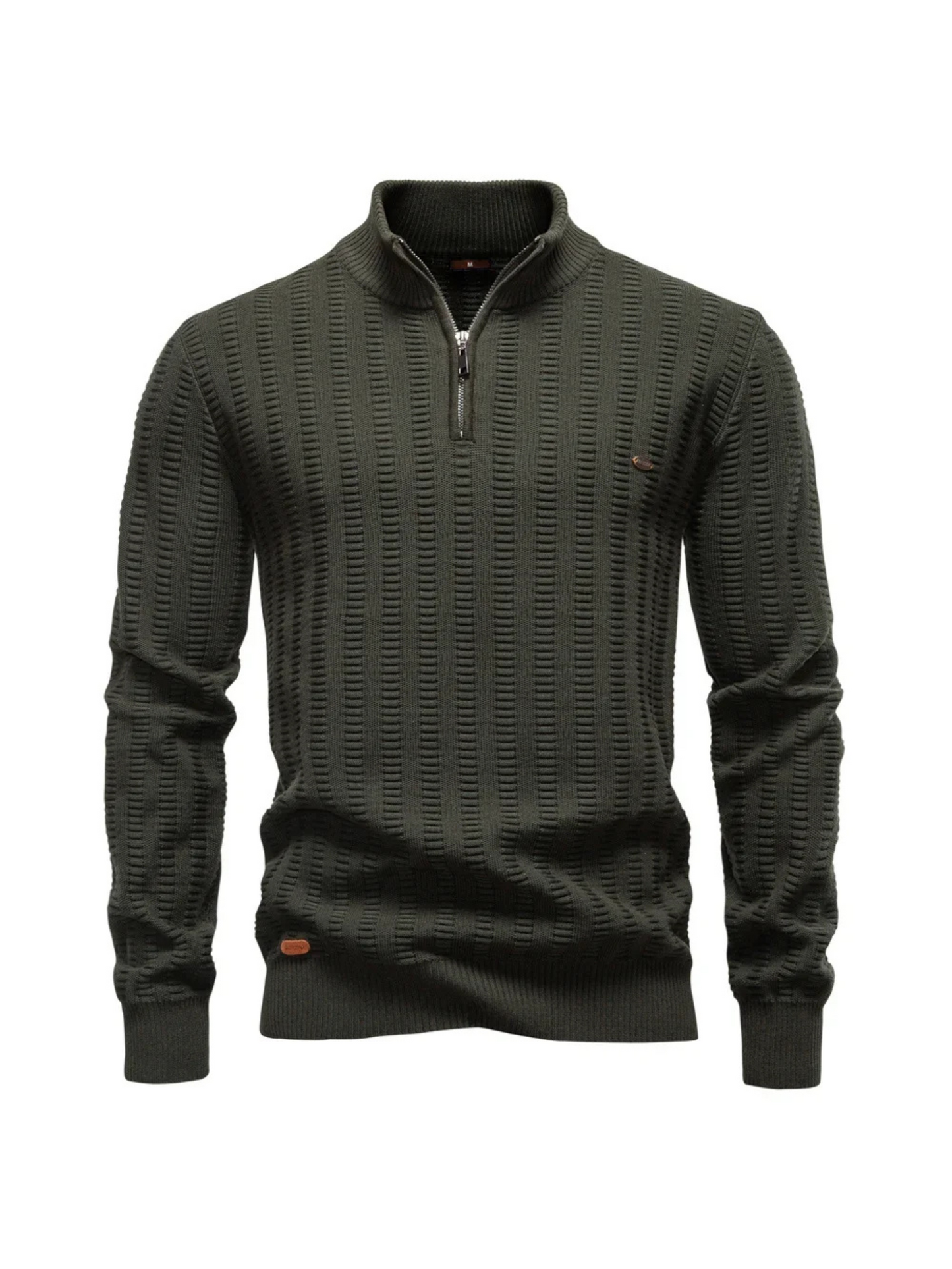 Sweater Ribstrikket Quarter Zip Katoen Stretch | Jayron