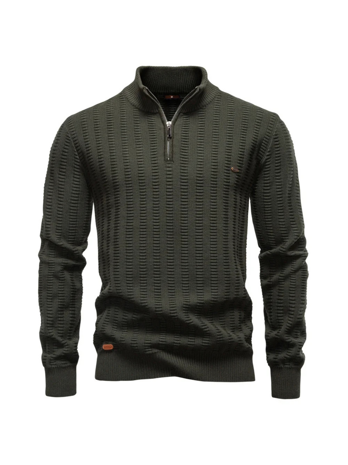 Sweater Ribstrikket Quarter Zip Katoen Stretch | Jayron