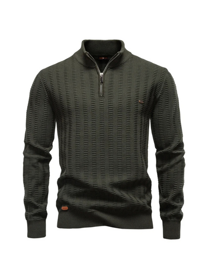 Sweater Ribstrikket Quarter Zip Katoen Stretch | Jayron