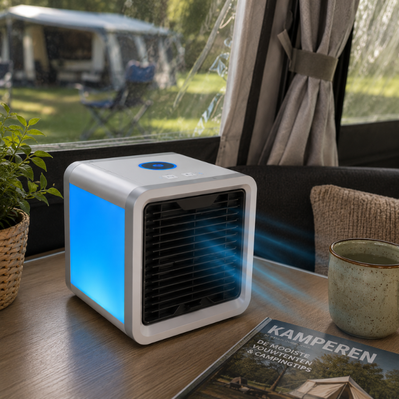 Bærbar genopladelig luftkøler med luftfugter og LED | Brisaro