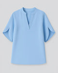 Polyester Spandex Blouse Met V-halsontwerp-Blouses & Tops-Velani-Blauw-S-Velani
