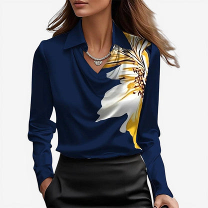 Bluse Slim Fit Høj Krave Polyester | Luviana