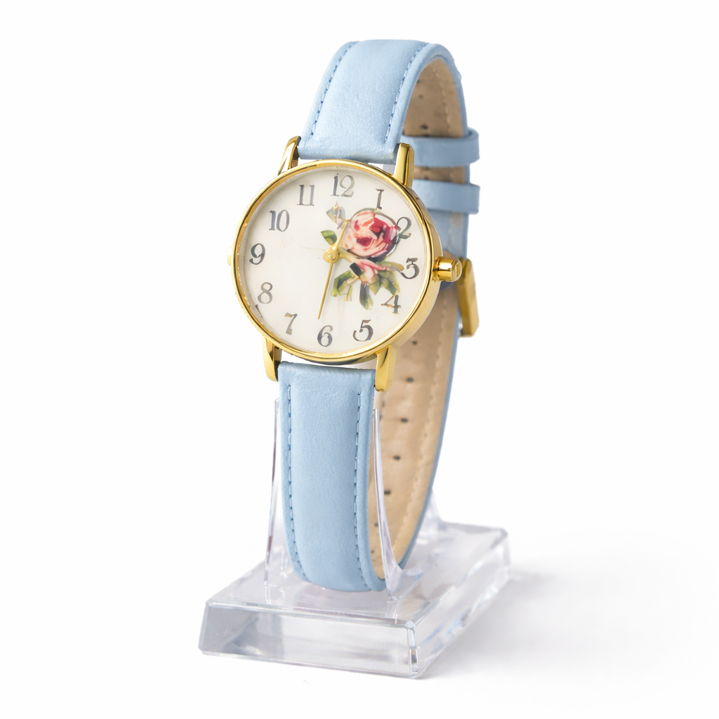 Minimalistisk dameur med analog urskive quartz urværk klassisk rem og spænde | Rosélie