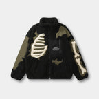 Skeleton Fleecejakke Herre Oversized Streetwear Vinter Gothic Skelet | Cristia