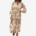 Midi Kjole Printet Oversized lange ærmer | Camelia