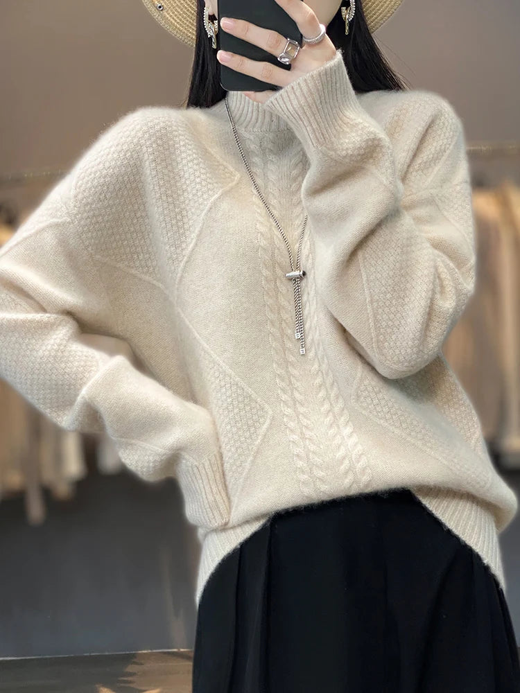 Striktrøje Merino Uld Mock Neck Vinter | Sorelle