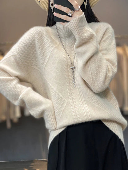 Striktrøje Merino Uld Mock Neck Vinter | Sorelle