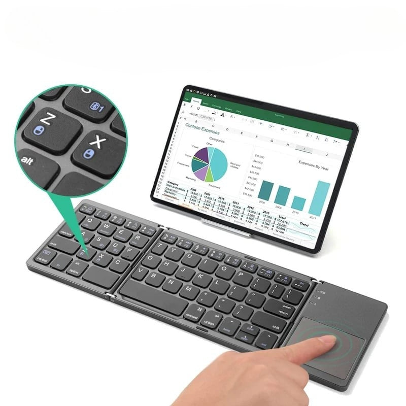 Foldbart Tastatur Bluetooth Touchpad Mobil Brug | Rovano