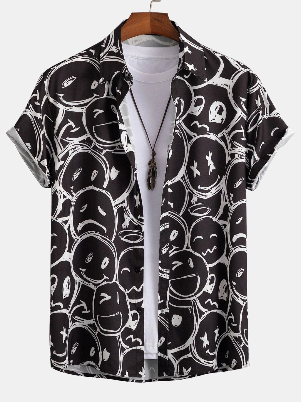 Kortærmet Skjorte Print Komfort Pasform Casual | Ravion