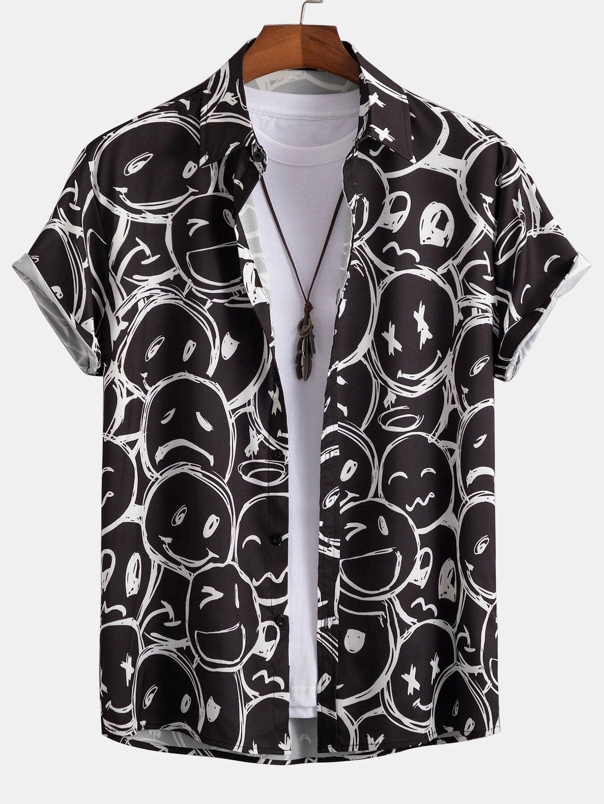 Kortærmet Skjorte Print Komfort Pasform Casual | Ravion