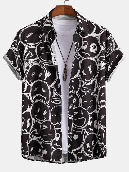 Kortærmet Skjorte Print Komfort Pasform Casual | Ravion