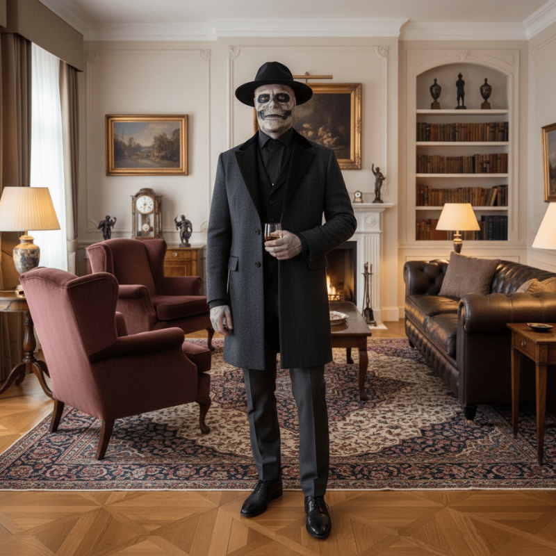 Kostium lateksowy na całą twarz z maską szkieletową na Halloween | SkullForge