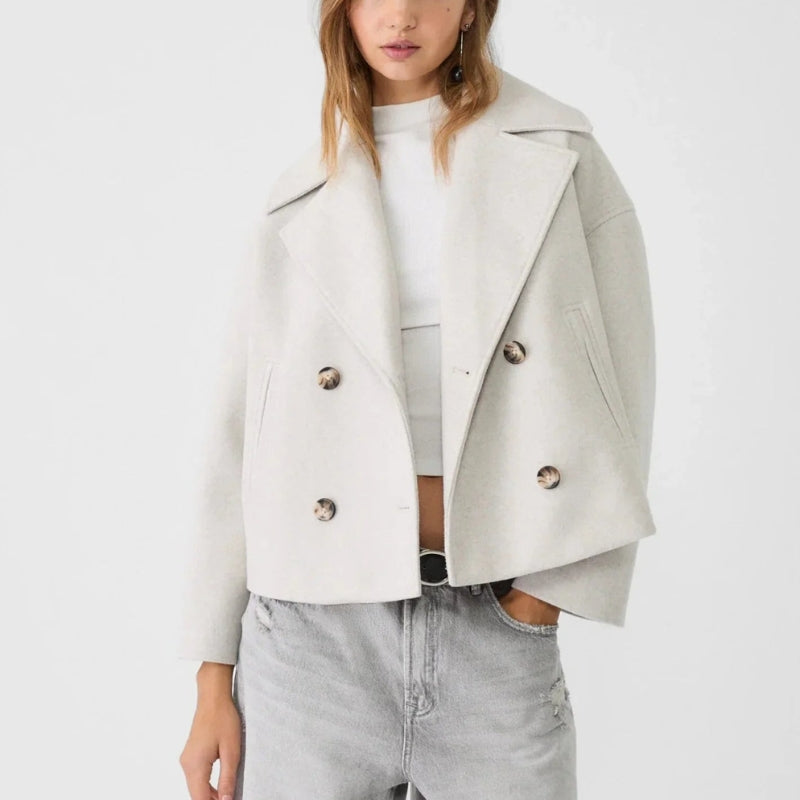 Cropped Jakke Dobbeltknap Polyester Casual | Marvello
