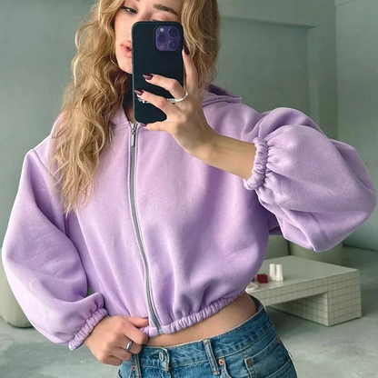Hættetrøje med Lynlås Oversized Letvægt | Vintera