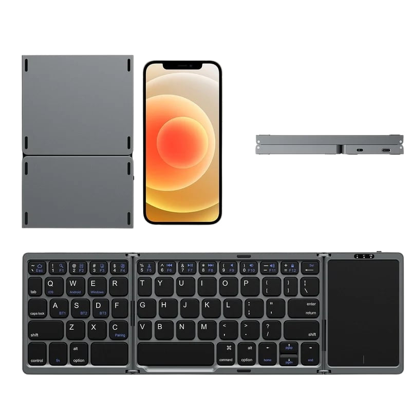 Foldbart Tastatur Bluetooth Touchpad Mobil Brug | Rovano