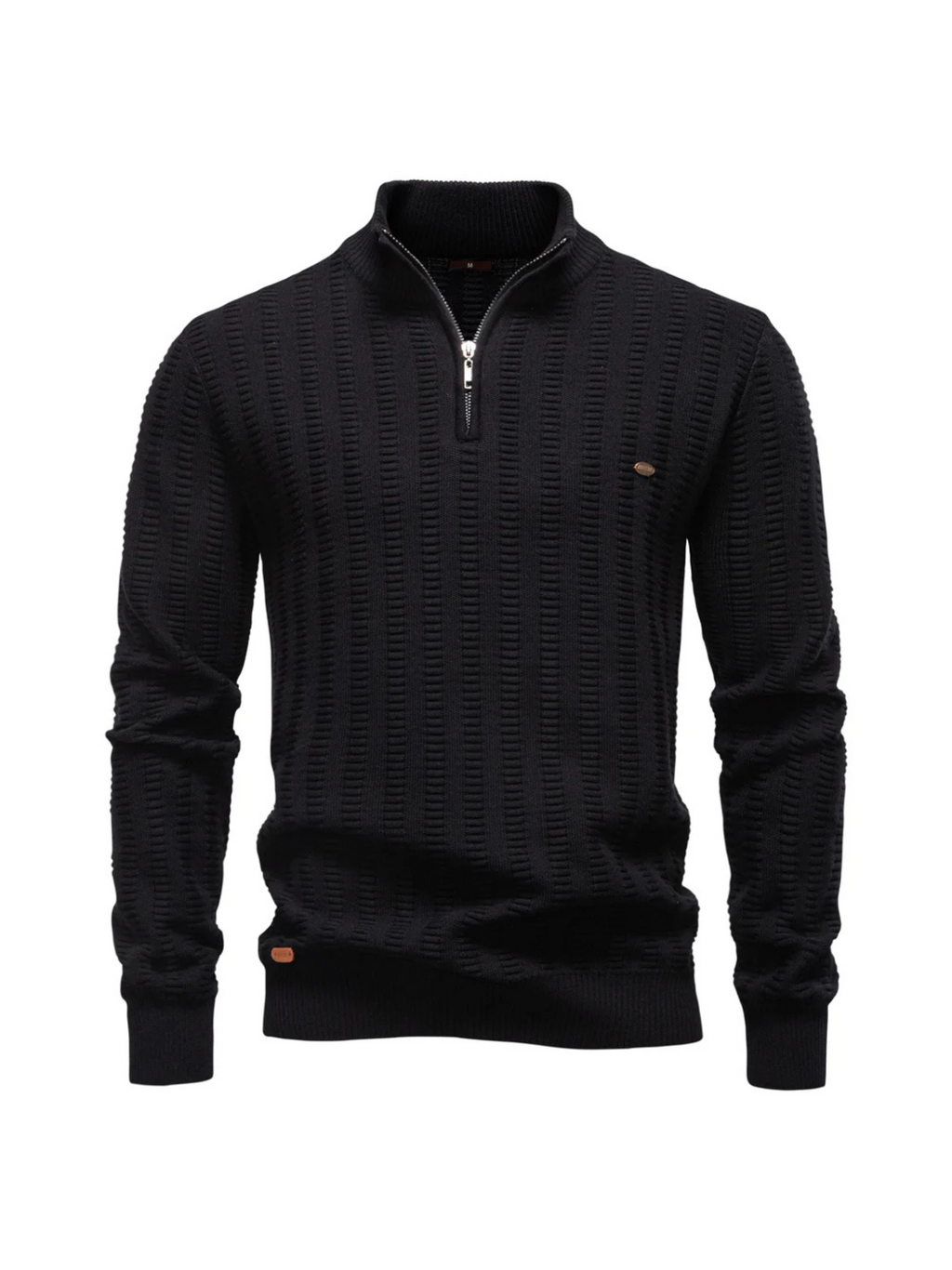 Sweater Ribstrikket Quarter Zip Katoen Stretch | Jayron