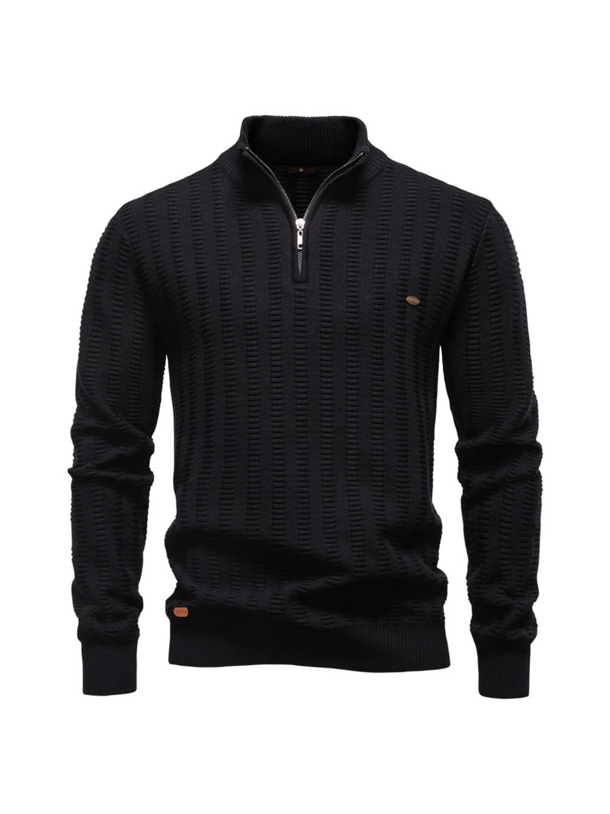Sweater Ribstrikket Quarter Zip Katoen Stretch | Jayron