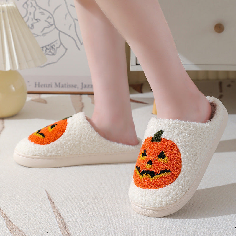 Halloween Sutsko Blødt Bomuldsfor Gummisål Græskardesign Slip-On | Pumpettofs