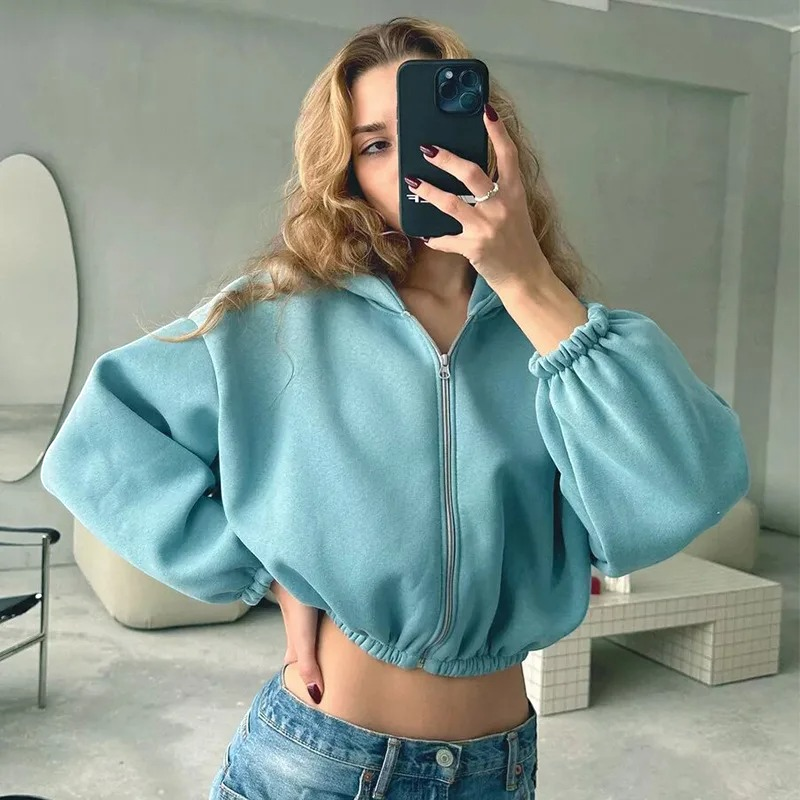 Hættetrøje med Lynlås Oversized Letvægt | Vintera