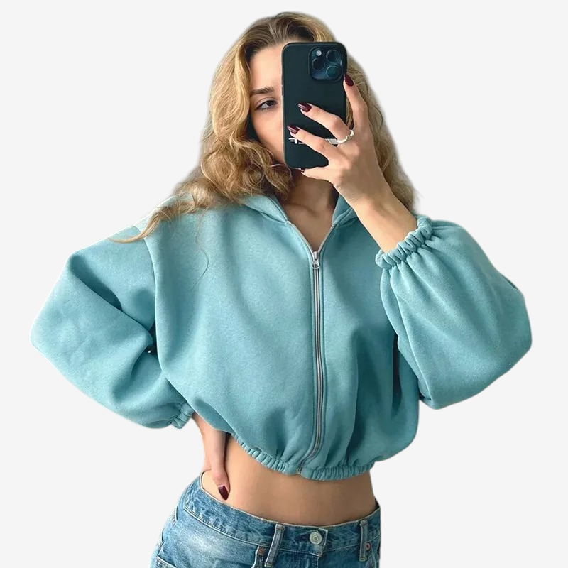 Hættetrøje med Lynlås Oversized Letvægt | Vintera
