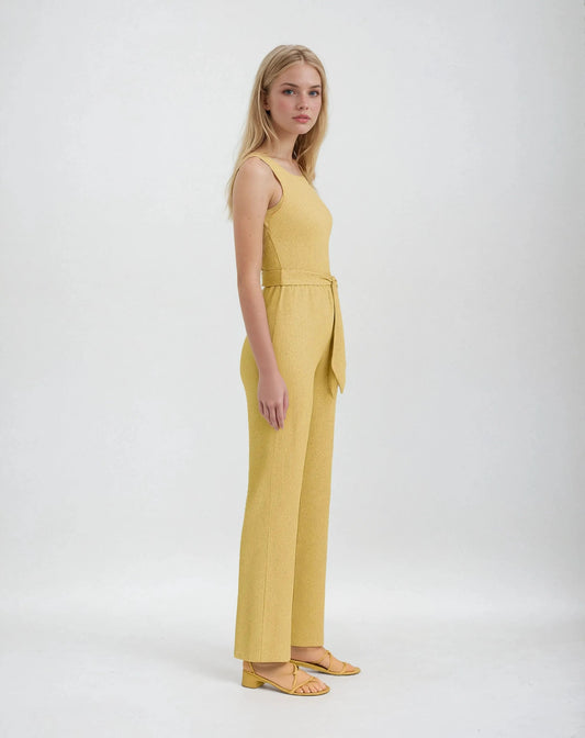 Polyester Jumpsuit Met Glitterdesign En Tailleband-Jumpsuits-Velani-Velani