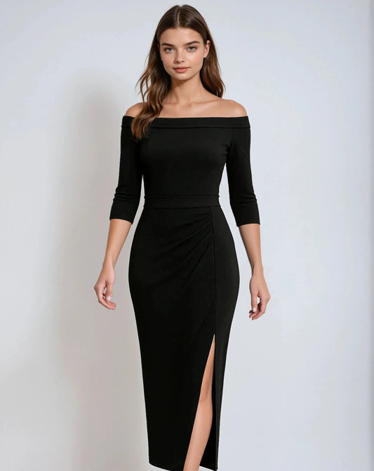 Polyester Glitter Jurk met Korte Mouwen-Dresses-Velani-Velani