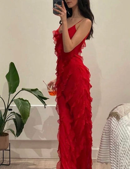 Lang Kjole Flæsedetaljer Feminin | Kronberg