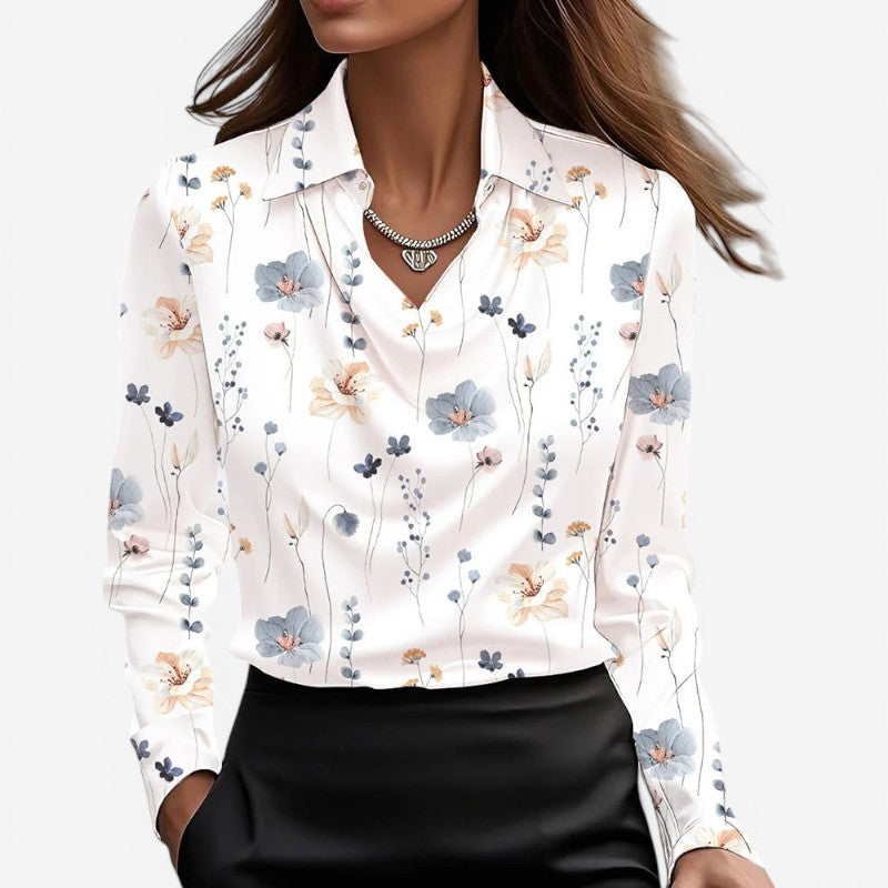 Bluse Slim Fit Høj Krave Polyester | Luviana