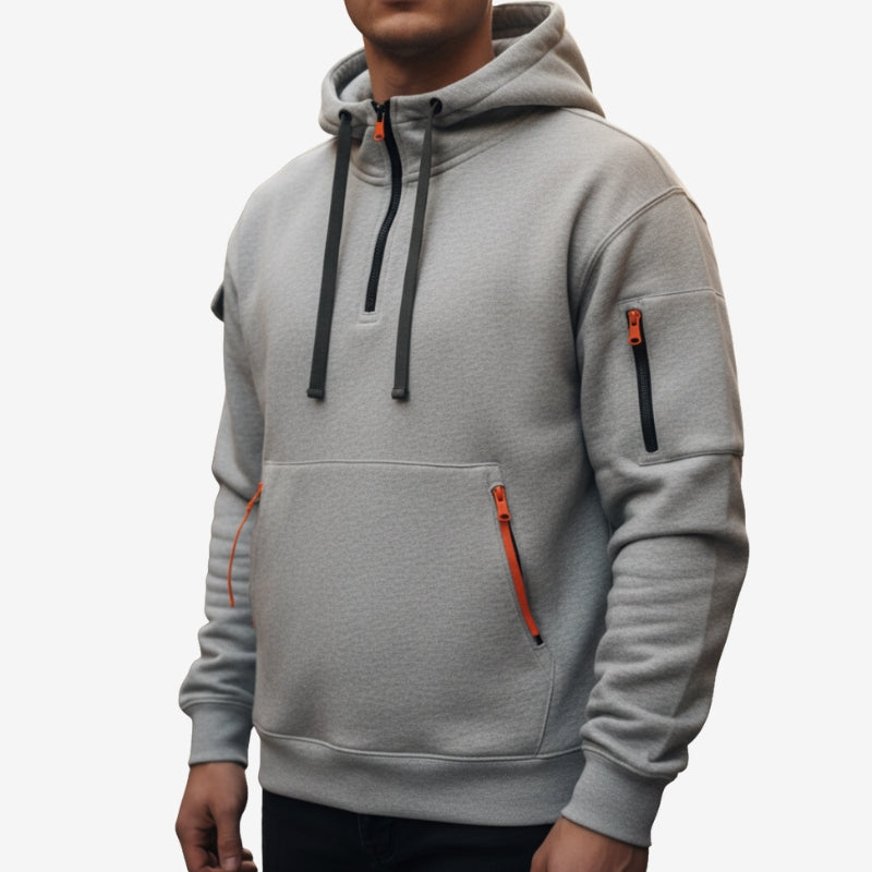 Nordic Half-Zip Hoodie – Unisex Langærmet Hættetrøje til Hverdag
