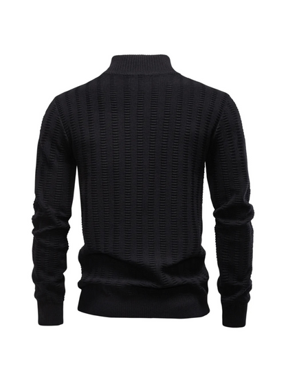 Sweater Ribstrikket Quarter Zip Katoen Stretch | Jayron